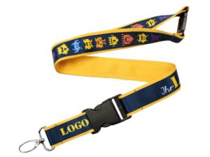 Hochwertiger Lanyard mit Doppelverschluss und einzigartigem Muster, vielseitig personalisierbar für Ihre Werbezwecke. Verfügbar bei AMGS Group.