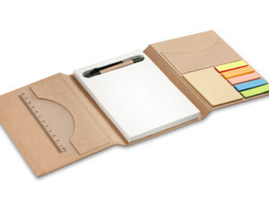 TRIPLO A6 Notizblock mit Logo. Faltbarer Notizblock TRIPLO A6 in Beige mit Logo-Druckoption.