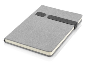 Marken-Notizbuch HOLDI A5 mit Leinenoptik, personalisierbar mit Logo.