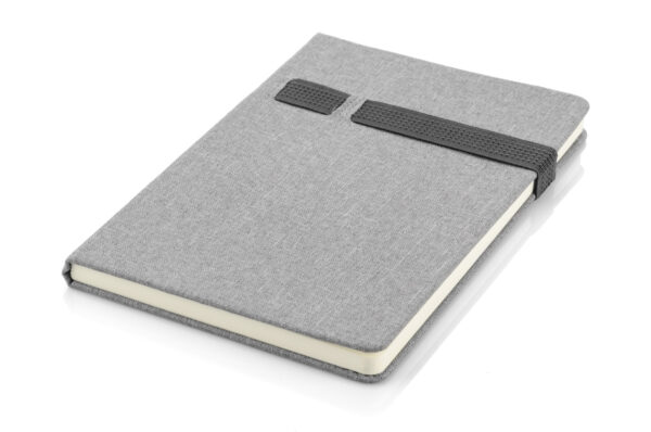 Marken-Notizbuch HOLDI A5 mit Leinenoptik, personalisierbar mit Logo.