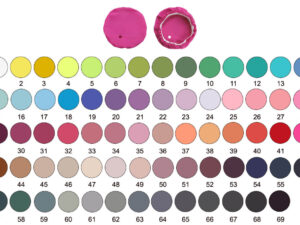 Farbpalette mit 69 Standardfarben für Werbe-Getränkeabdeckungen aus Spandex.